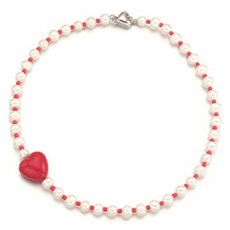 빈티지헐리우드 여성용 페이크 펄 앤 비즈 하트 목걸이 (FR) VH2313NE006B