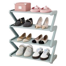 맙소샵 지그재그 조립식 인테리어 4단 신발정리대 HR003, 블루45 메쉬타입, 1개