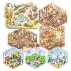 ARTNISM 3D 房間裝飾 手帳裝飾貼紙 7種套組, 1套, 混合顏色