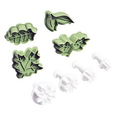 Bestom 推壓式切模 雛菊4款 + 花瓣4款 套組, 1套, 白色(雛菊), 綠色(花瓣)