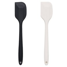 EasySilly 矽膠嬰兒副食品大號烹飪刮刀2件組, 1套, 黑色, 白色