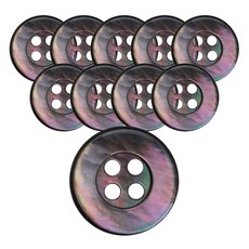 동대문단추왕 고급 리얼 자개 로고테 단추 10mm, MOP 블랙, 10개