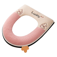 Ontree 幸運兔超細纖維馬桶坐墊, 1個, 粉紅色