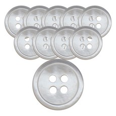 ButtonKing 高級真貝殼一般框鈕扣 10mm, 白珍珠(正面/背面WT), 10個