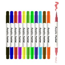 다다 듀얼팁 데코 브러쉬 아크릴 페인트 마카펜, 12색, 1세트