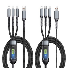 CABLEMAKER 3合1 智慧型手機高速充電多功能充電線 100W, 黑色, 2個, 1.6m