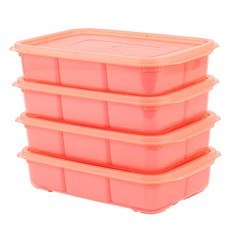 EASY&FREE 嬰兒食品 6格分裝方塊容器 + 1.7L 分隔容器組合, 粉紅色, 4套