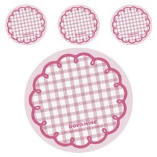비비드하우스 원형 격자 코스터, 핑크, 4개