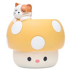 Homeflow 可愛蘑菇人與動物朋友迷你花盆, 1個, 黃色