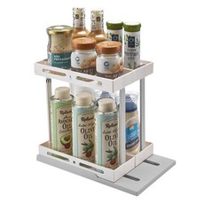 Block Mart 旋轉式滑動整理架 2層, 灰色, 1個