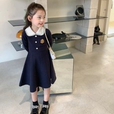 Arbe 女童素色針織連身裙