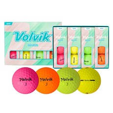 볼빅 모스트라 골프공 2피스, 핑크 + 그린 + 옐로우 + 오렌지, 1개, 12개입