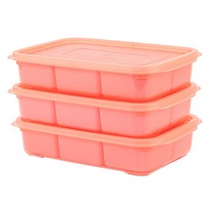 EASY&FREE 嬰兒食品 6格分裝方塊容器, 1700ml, 粉紅色, 3個