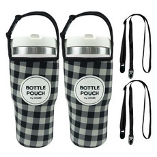 HANEE 手提式潛水布隨行杯保護套 大號, 2個, 黑色格紋