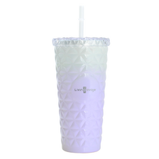 livingovoje 漸層大容量吸管冷飲杯, 1個, 700ml, 紫色