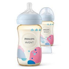 PHILIPS 飛利浦 AVENT 新安怡 嬰兒舒適PPSU奶瓶 SCY943/01, 粉紅色 + 藍色, 260ml, 2個