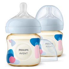 PHILIPS 飛利浦 AVENT 新安怡 嬰兒舒適PPSU奶瓶 SCY943/01, 粉紅色 + 藍色, 125ml, 2個