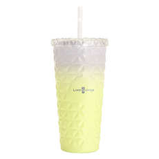 livingovoje 漸層大容量吸管冷飲杯, 1個, 700ml, 黃色