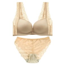 Judy N 女性 Roxy 蕾絲舒適前扣高級內衣 + 內褲套組