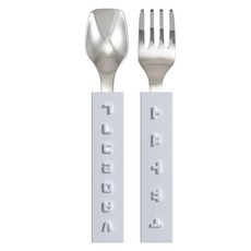 DKU 幼兒用韓文湯匙叉子組, 白色, 1套