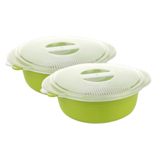 EASY&FREE 微波爐泡麵蒸煮容器 1層 綠色 1000ml, 2個