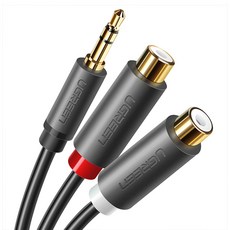 유그린 스테레오 3.5mm M to 2 RCA F 오디오 케이블 혼합색상, 1개, AV109