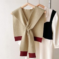 알로데 캔디 투톤 니트 어깨 숄 페이크 가디건