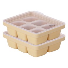 NEOFLAM 矽膠副食品儲存盒 6格, 60ml, 淡黃色, 2個