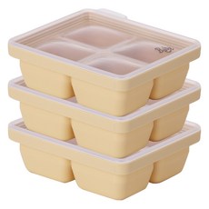 韓國 Bebe 矽膠嬰兒副食品4格冰磚冷凍容器, 90ml, 單一色, 3個