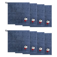 송월타월 크리스마스 몽글 고리 핸드타월, 눈사람 다크블루, 8개
