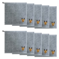 Songwol 松月 聖誕節蓬鬆掛環擦手巾, 10個, 魯道夫 淺灰色