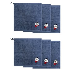 Songwol 松月 聖誕節蓬鬆掛環擦手巾, 6個, 雪人 深藍色