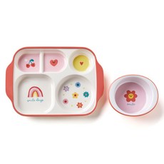 Modern House 微笑愛心美耐皿分隔餐盤 + 碗組, 餐盤 + 碗, 1個, 混色