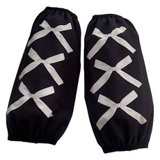 타미나요 귀여운 미술용 토시 2p, 블랙 앤 화이트 리본