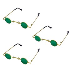 파티공구 미니 원형 선글라스, 골드그린, 3개