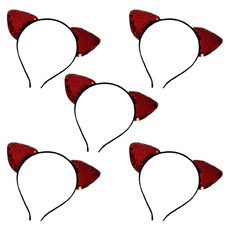 Party09 亮片貓咪髮箍, 紅色, 5個