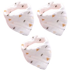 Momprime幼兒用10層純棉紗布按扣圍巾式圍兜 3入