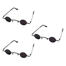 Party09 迷你圓形太陽眼鏡, 3個, 黑色灰色