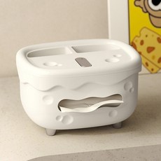 起司造型桌面小物遙控器收納盒, 白色, 1個