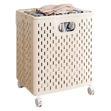 소니오 손잡이 이동 접이식 빨래바구니, 06 바퀴 손잡이 크림