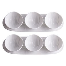 莫登吉 波浪紋醬料碟 直徑 8.9cm x 高 4.7cm + 盤子 長 30.5cm x 寬 9.5cm x 高 1.7cm 套組 YJ704, 2套, 白色
