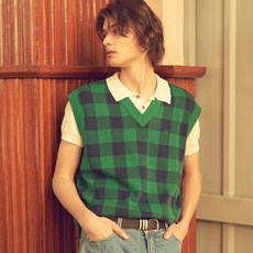 그리니치 체크 니트 베스트