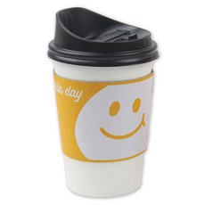 아이엔피 화이트 무지 종이컵 380ml + 블랙 롱개폐 뚜껑 + 스마일 옐로우 홀더 세트, 50세트