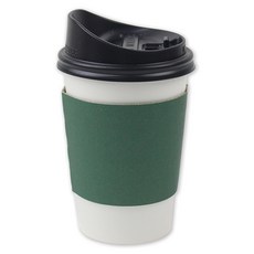 Inp 白色素面紙杯 380ml + 長型開闔杯蓋 + 綠色杯套組, 50套