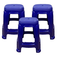투에이산업 라운드 사각의자 대, 블루, 3개