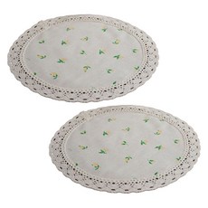 아메리칸로드 빈티지 레이스 원형 테이블 매트 HR058, 미니레몬, 2개, 30cm