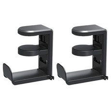 일상HO감 회전형 반자동 책상 헤드폰 걸이 헤드셋 거치대 1단, 블랙, 2개