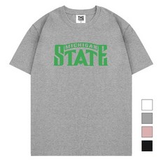 더팀 남녀공용 스테이트 빅사이즈 20수 통기성 반팔 프린트 티셔츠