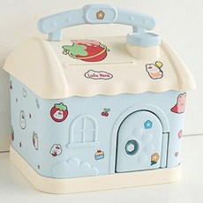 Meumyu 小屋造型可上鎖存錢筒, 藍色, 1個
