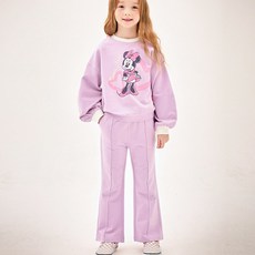 JELISPOON 女童款長袖迪士尼拼色米妮喇叭褲套裝